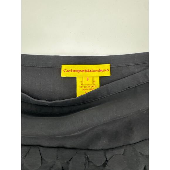 Catherine Malandrino 15.5 inch Black 100% Silk Petal Overlay Skirt Size 8 EUC - Picture 3 of 8